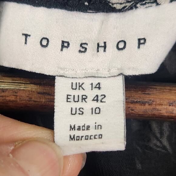 Topshop Dress Women’s Size 10 Black Floral Long Sleeve Mini Lined Sheer Boho EUC - Picture 4 of 16